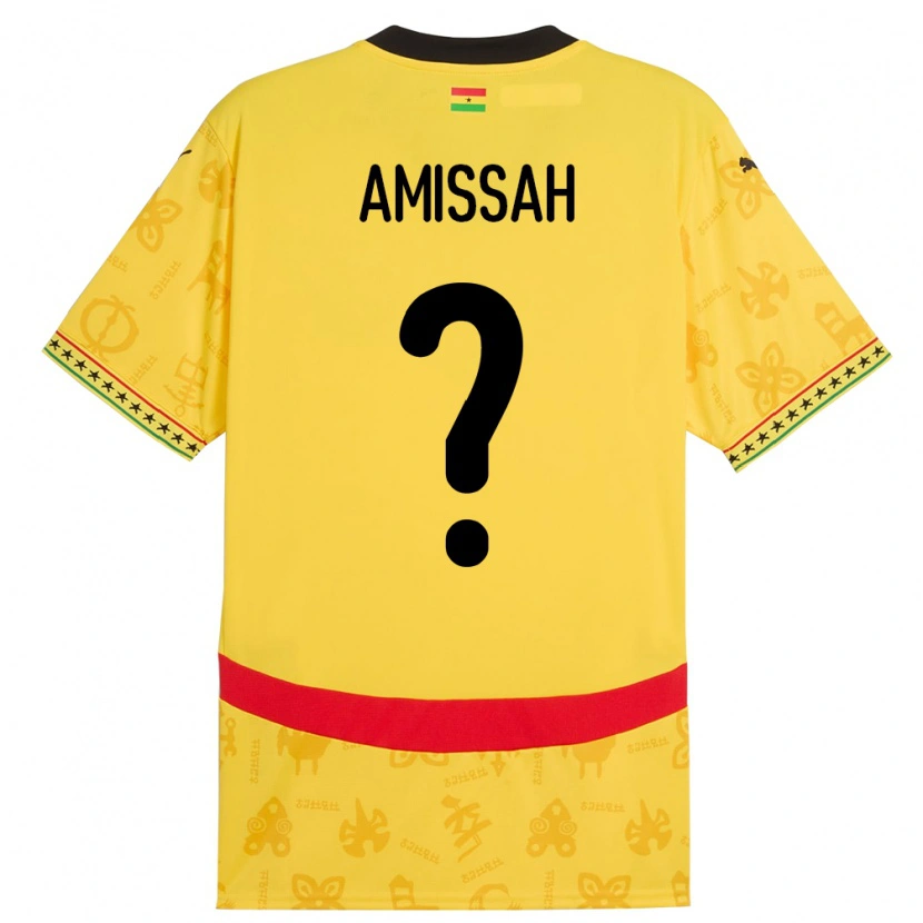 Danxen Mujer Camiseta Ghana Jordan Amissah #0 Amarillo 2ª Equipación 24-26 La Camisa México