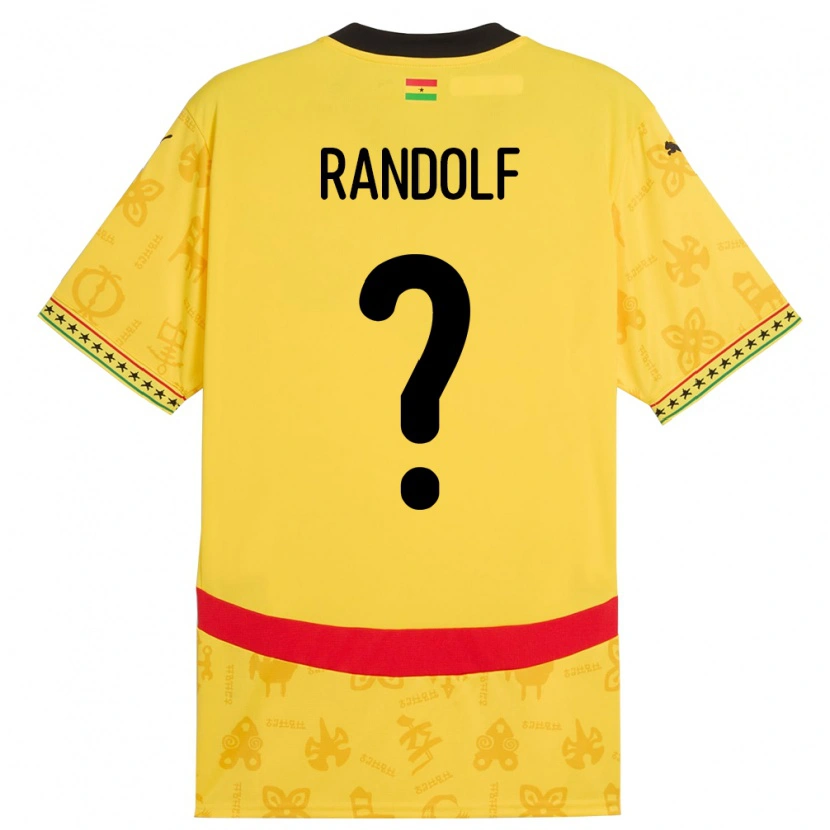 Danxen Mujer Camiseta Ghana Augustine Randolf #0 Amarillo 2ª Equipación 24-26 La Camisa México