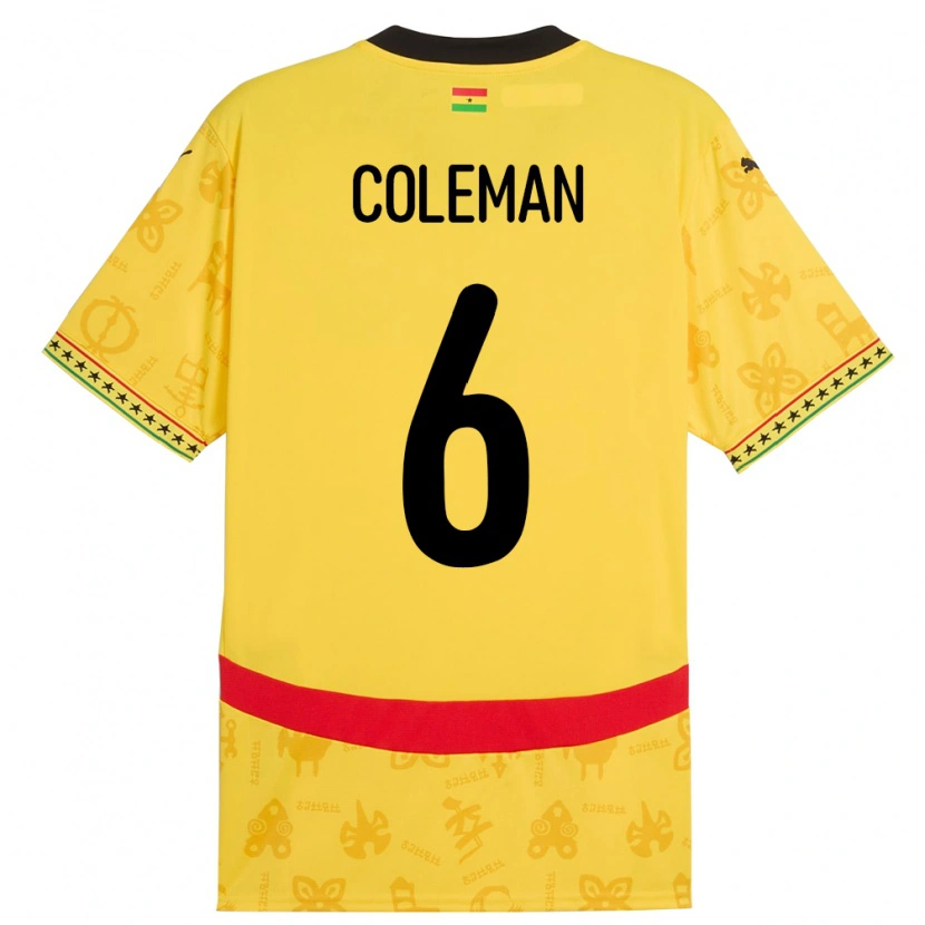 Danxen Mujer Camiseta Ghana Ellen Coleman #6 Amarillo 2ª Equipación 24-26 La Camisa México