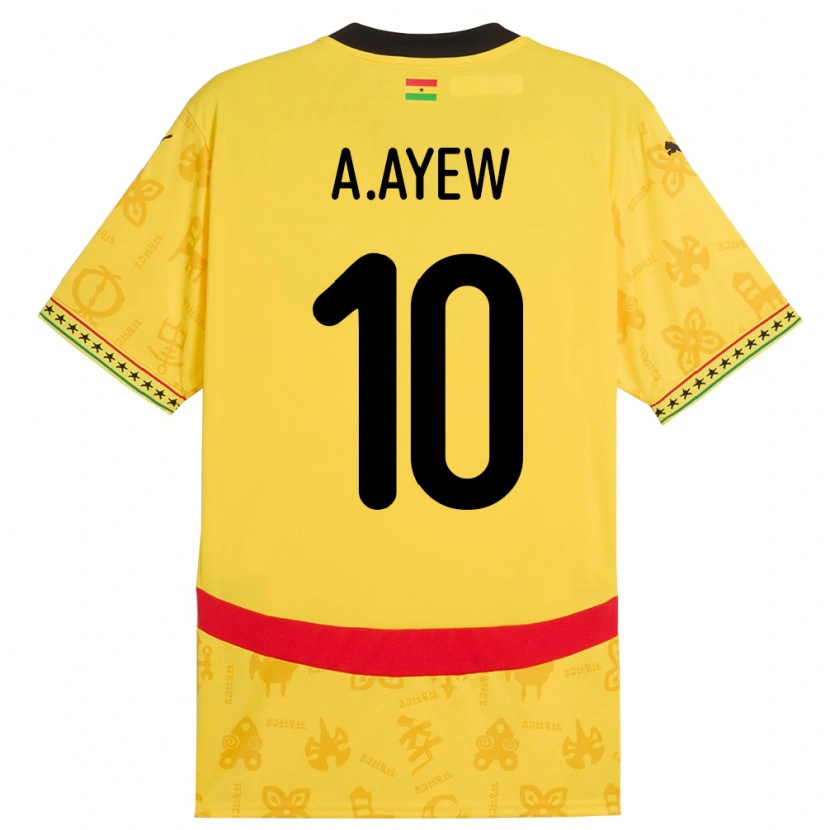 Danxen Mujer Camiseta Ghana Andre Ayew #10 Amarillo 2ª Equipación 24-26 La Camisa México
