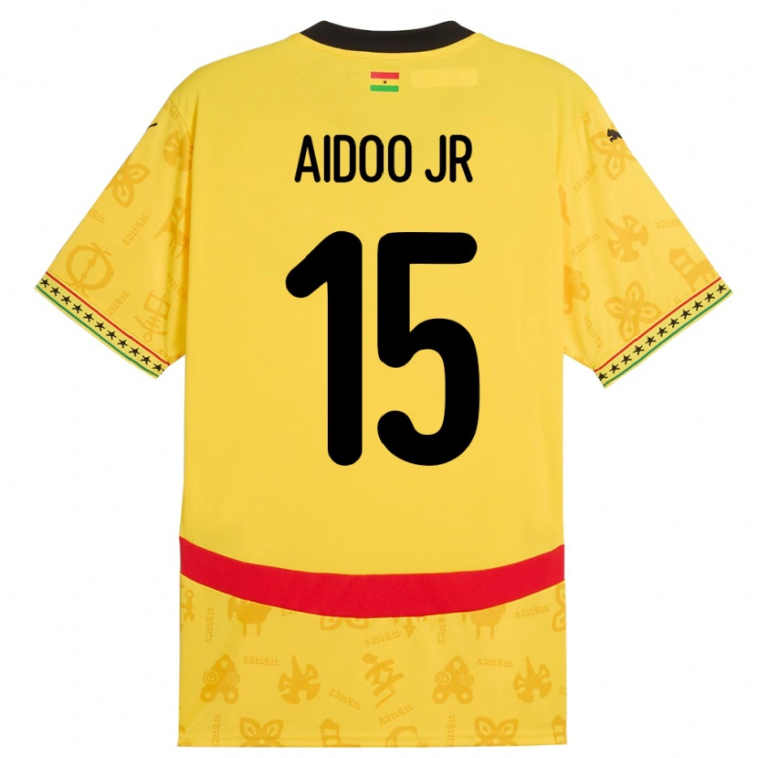Danxen Mujer Camiseta Ghana Joseph Aidoo #15 Amarillo 2ª Equipación 24-26 La Camisa México