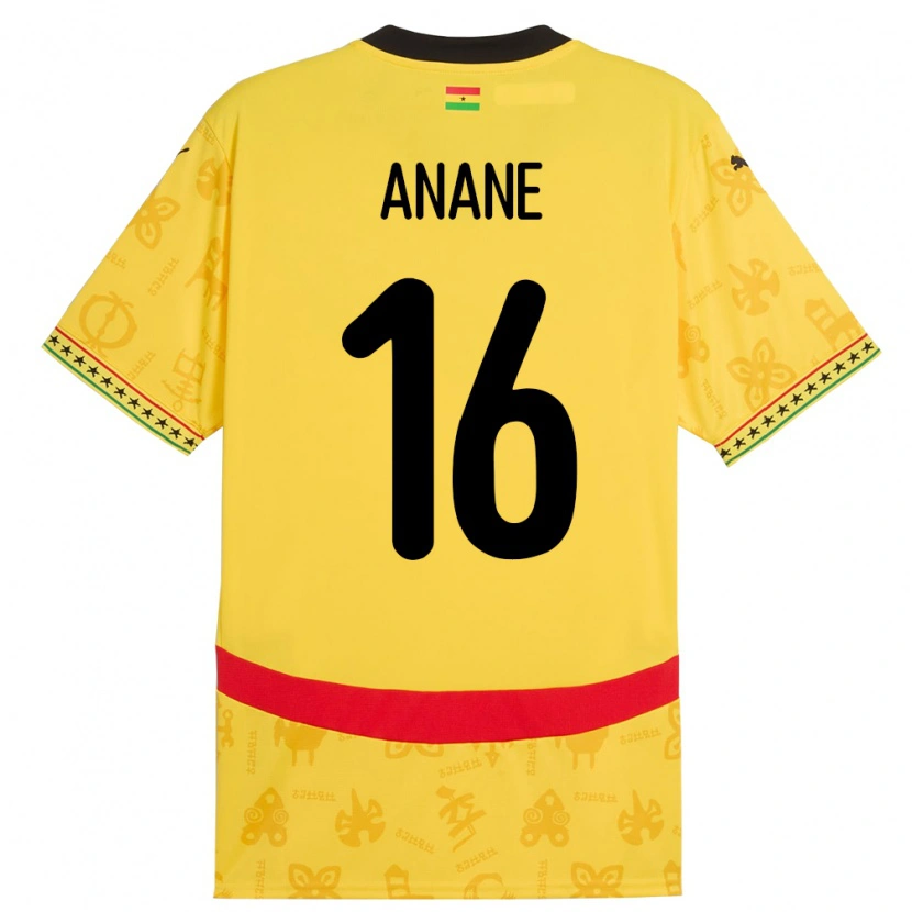 Danxen Mujer Camiseta Ghana Vincent Anane #16 Amarillo 2ª Equipación 24-26 La Camisa México