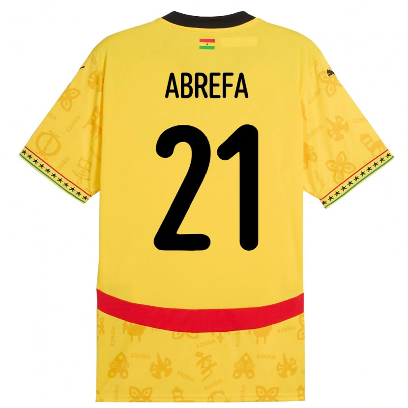 Danxen Mujer Camiseta Ghana Kelvin Abrefa #21 Amarillo 2ª Equipación 24-26 La Camisa México