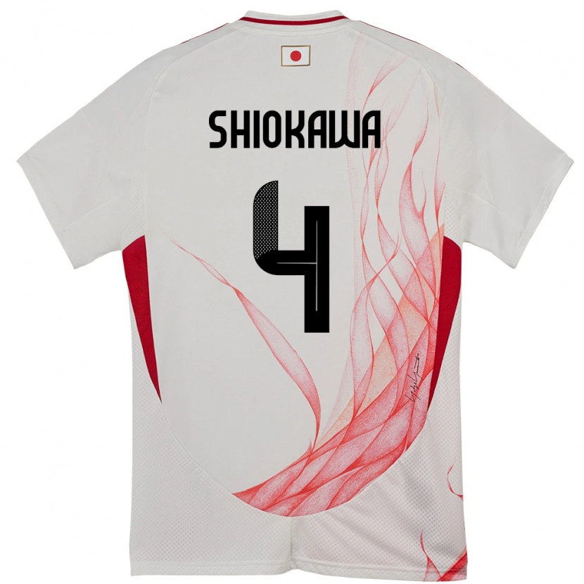 Danxen Mujer Camiseta Japón Harumichi Shiokawa #4 Blanco 2ª Equipación 24-26 La Camisa México