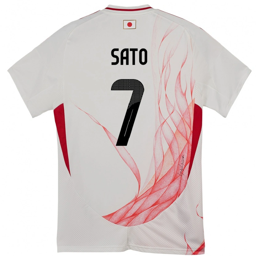 Danxen Mujer Camiseta Japón Ryunosuke Sato #7 Blanco 2ª Equipación 24-26 La Camisa México