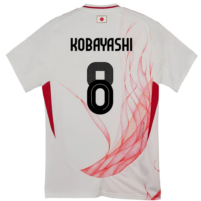 Danxen Mujer Camiseta Japón Shimon Kobayashi #8 Blanco 2ª Equipación 24-26 La Camisa México