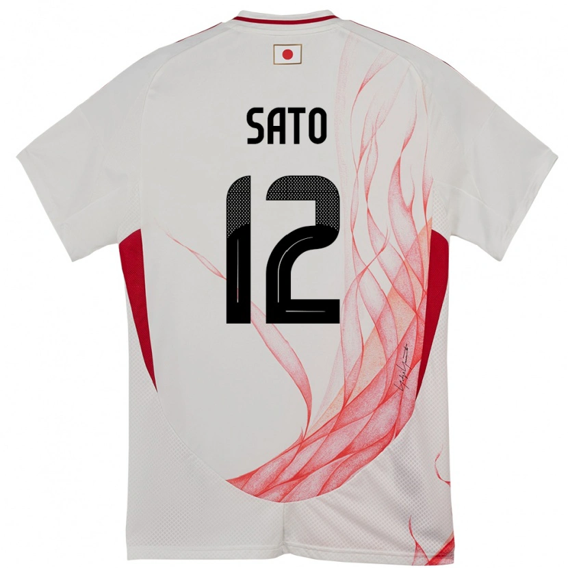 Danxen Mujer Camiseta Japón Rikuto Sato #12 Blanco 2ª Equipación 24-26 La Camisa México