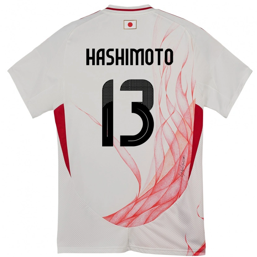 Danxen Mujer Camiseta Japón Riku Hashimoto #13 Blanco 2ª Equipación 24-26 La Camisa México