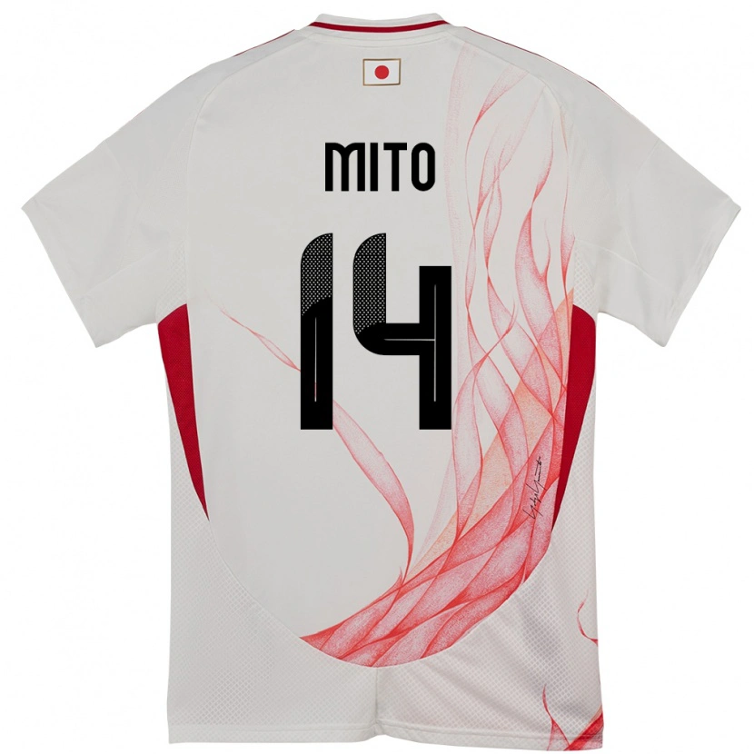 Danxen Mujer Camiseta Japón Shunsuke Mito #14 Blanco 2ª Equipación 24-26 La Camisa México