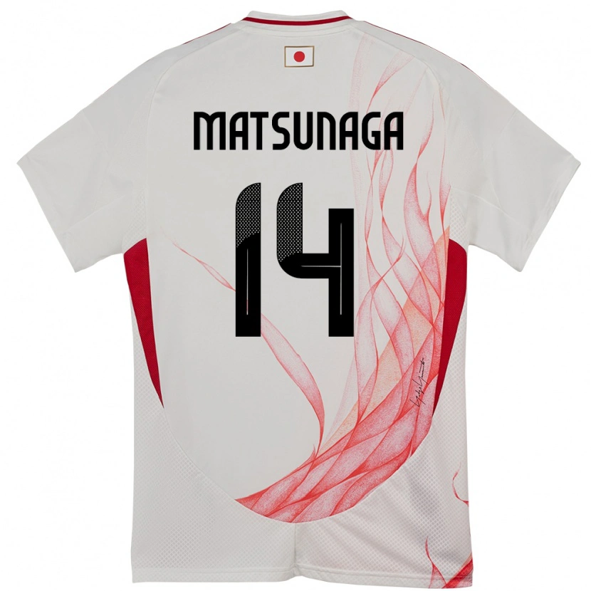 Danxen Mujer Camiseta Japón Kaito Matsunaga #14 Blanco 2ª Equipación 24-26 La Camisa México