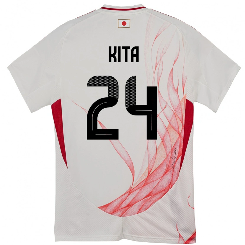 Danxen Mujer Camiseta Japón Kazunari Kita #24 Blanco 2ª Equipación 24-26 La Camisa México