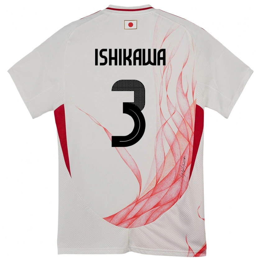 Danxen Mujer Camiseta Japón Seita Ishikawa #3 Blanco 2ª Equipación 24-26 La Camisa México