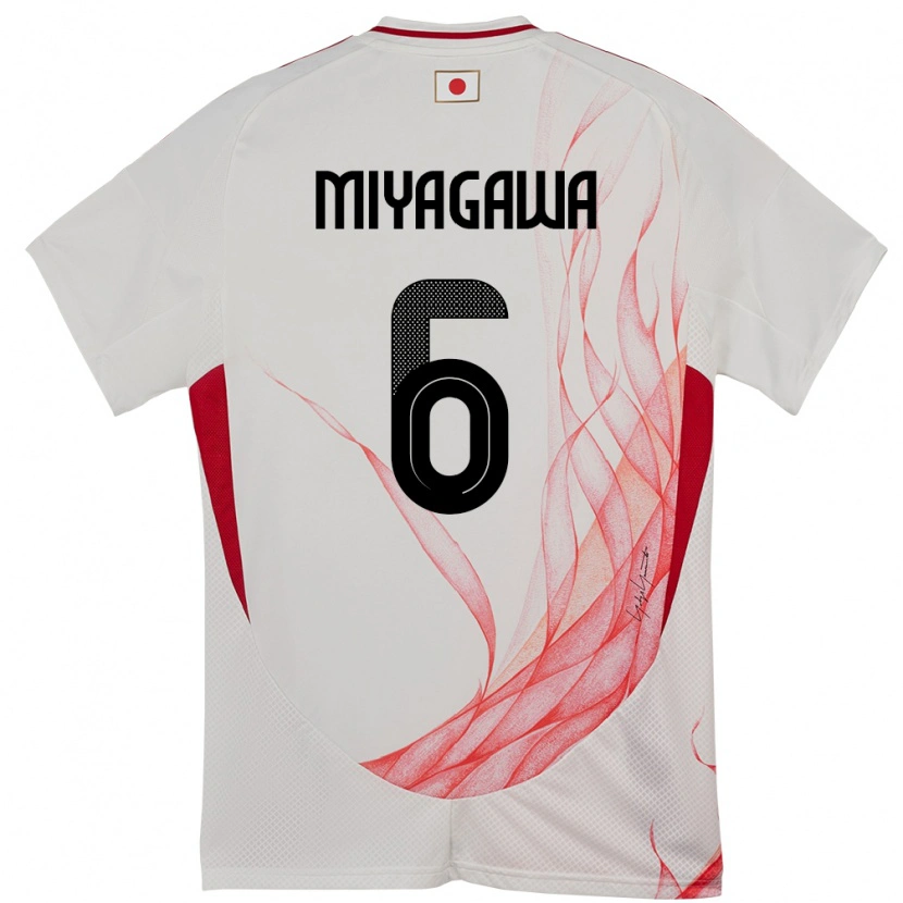 Danxen Mujer Camiseta Japón Asato Miyagawa #6 Blanco 2ª Equipación 24-26 La Camisa México
