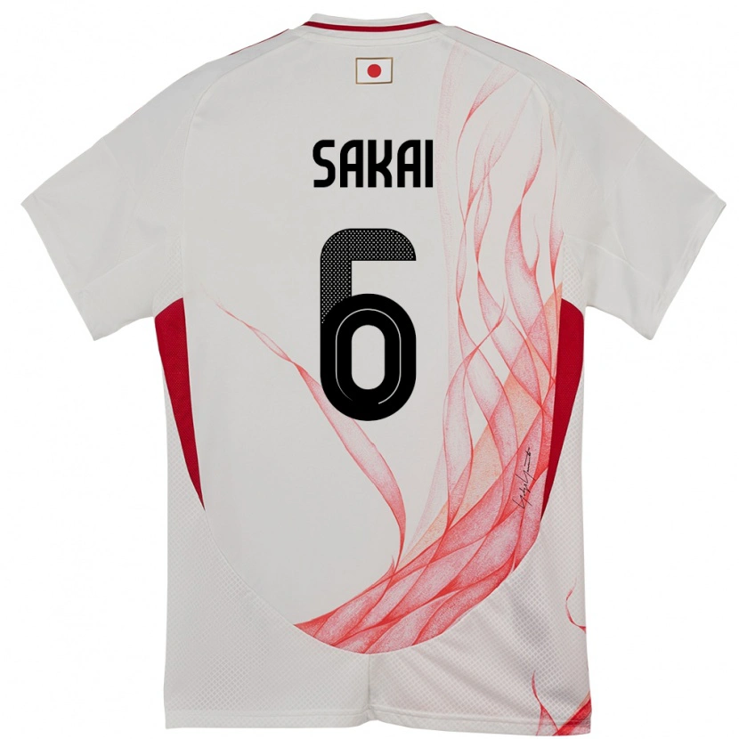 Danxen Mujer Camiseta Japón Shunya Sakai #6 Blanco 2ª Equipación 24-26 La Camisa México