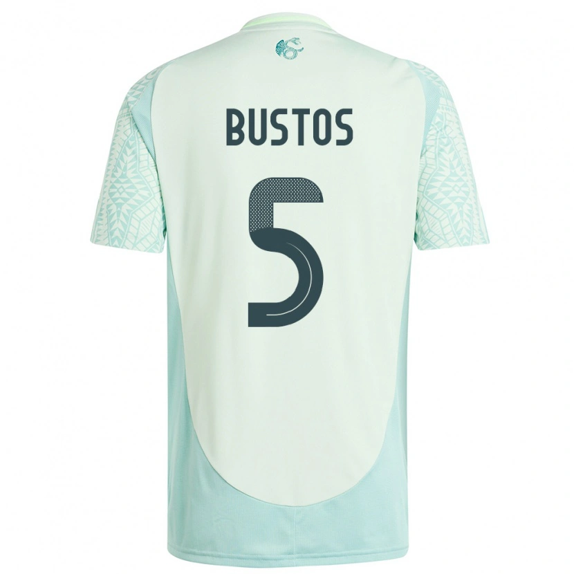 Danxen Mujer Camiseta México César Bustos #5 Lino Verde 2ª Equipación 24-26 La Camisa México