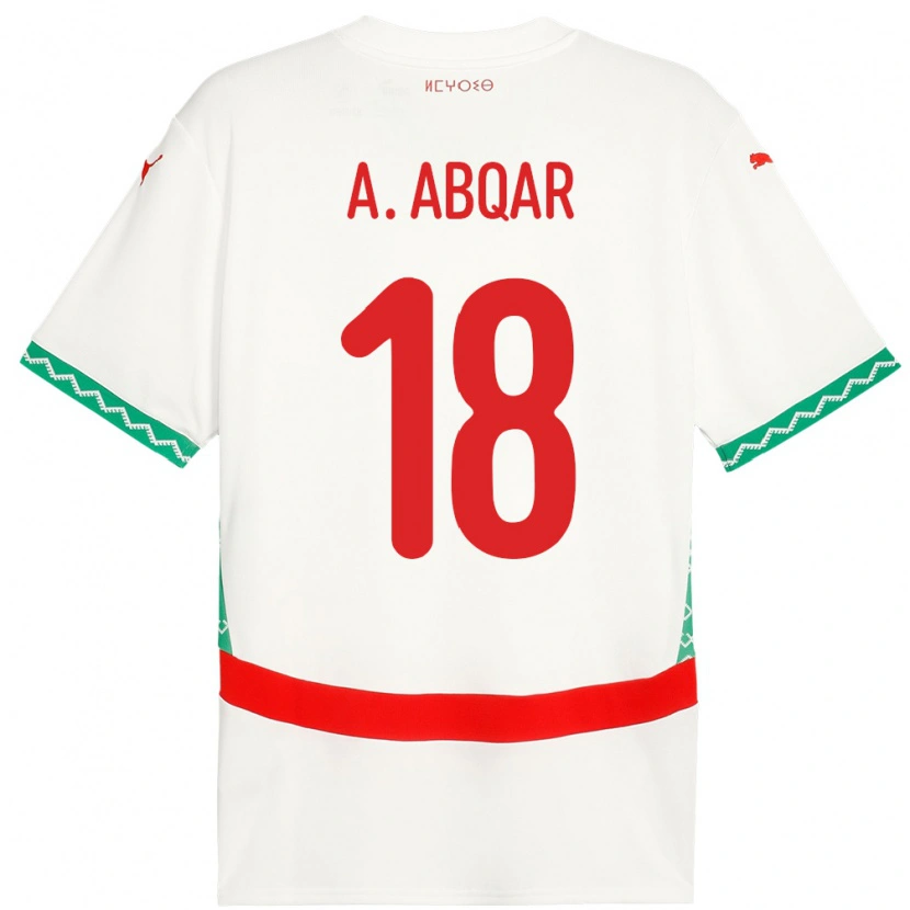 Danxen Mujer Camiseta Marruecos Abdel Abqar #18 Blanco 2ª Equipación 24-26 La Camisa México