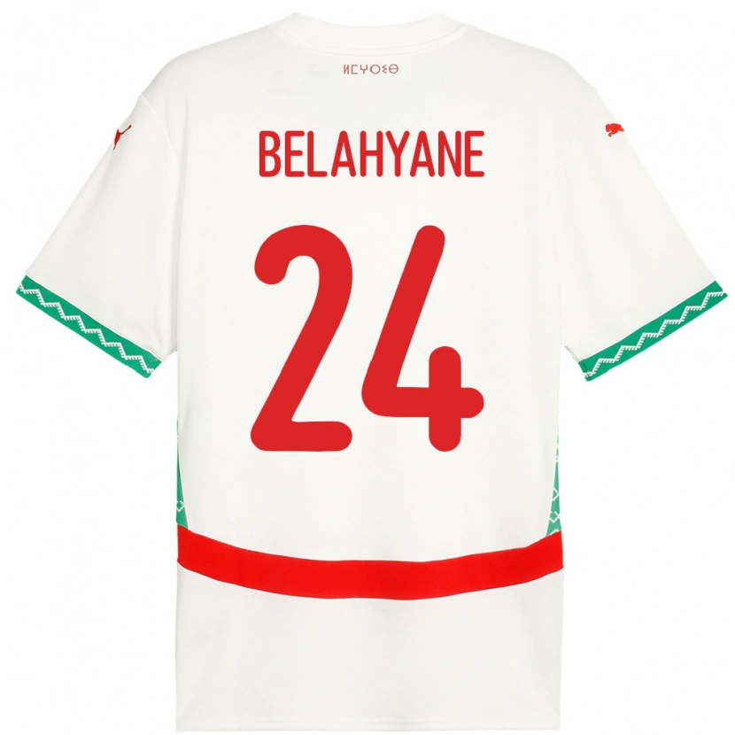 Danxen Mujer Camiseta Marruecos Reda Belahyane #24 Blanco 2ª Equipación 24-26 La Camisa México