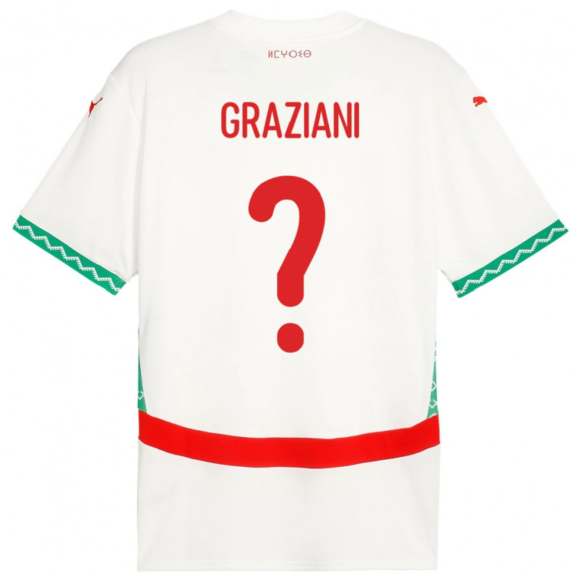 Danxen Mujer Camiseta Marruecos Kelyan Graziani #0 Blanco 2ª Equipación 24-26 La Camisa México