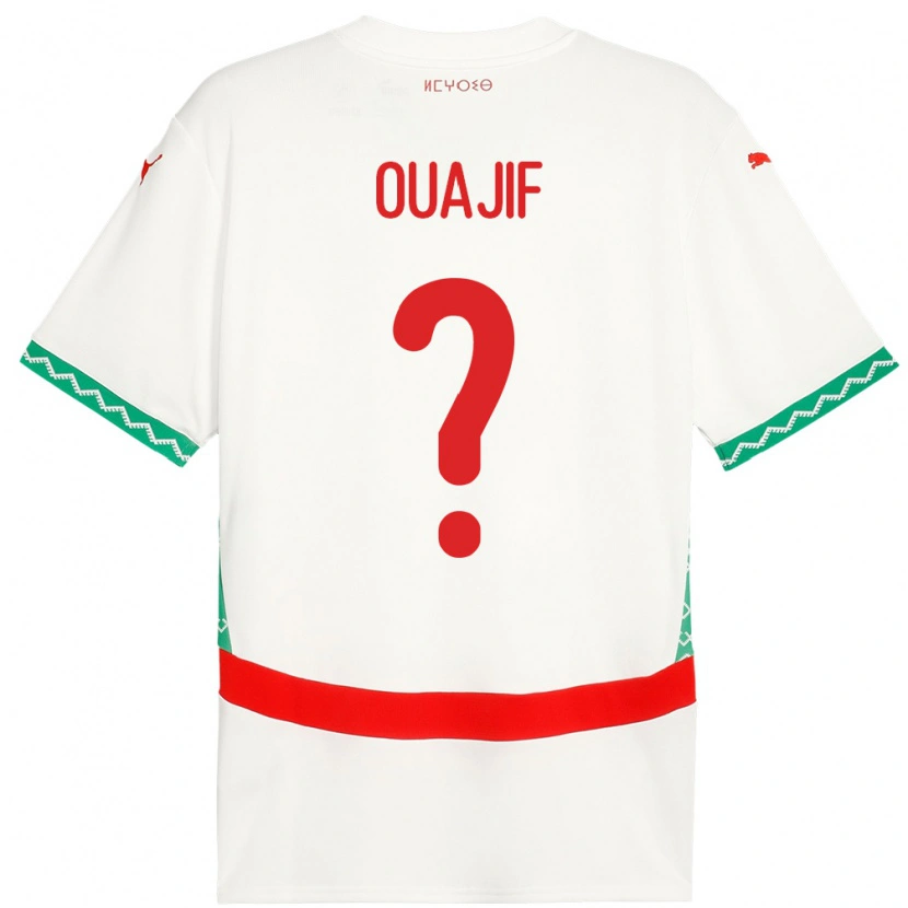 Danxen Mujer Camiseta Marruecos Naël Ouajif #0 Blanco 2ª Equipación 24-26 La Camisa México