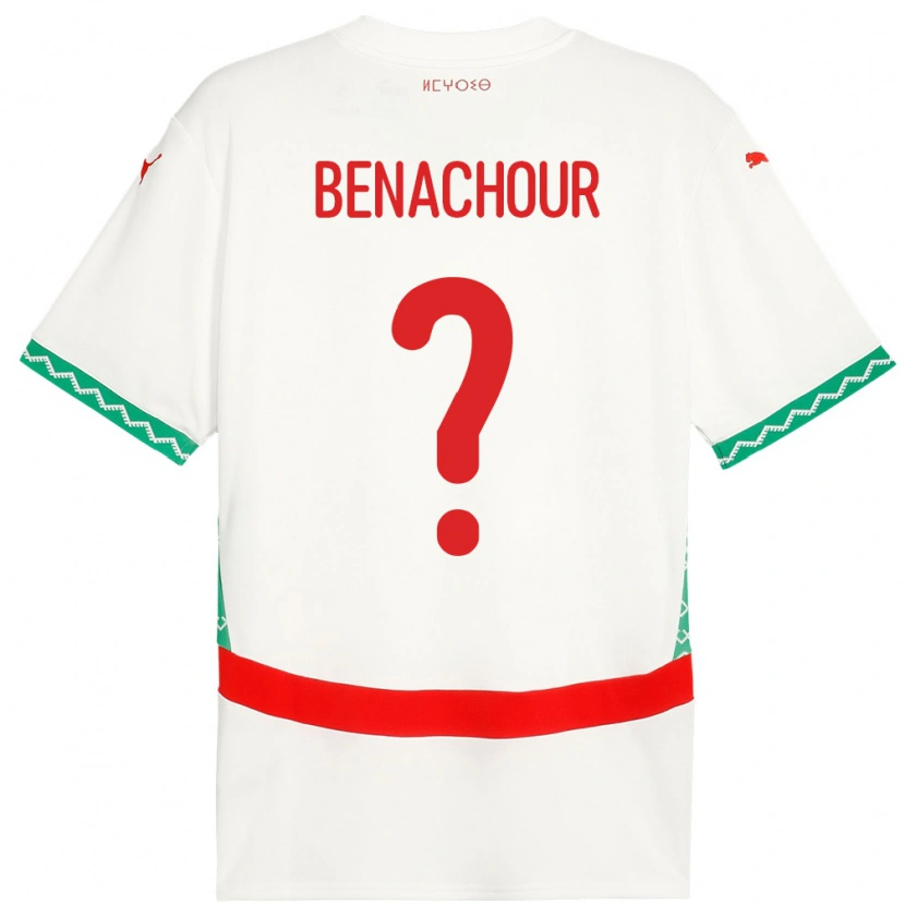 Danxen Mujer Camiseta Marruecos Illyès Benachour #0 Blanco 2ª Equipación 24-26 La Camisa México