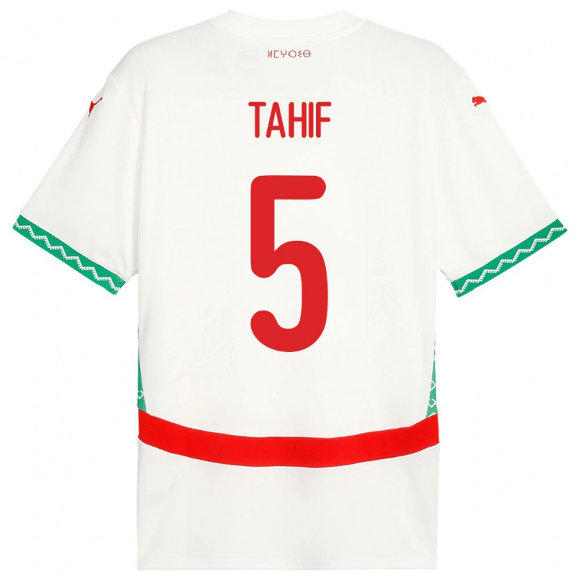 Danxen Mujer Camiseta Marruecos Adil Tahif #5 Blanco 2ª Equipación 24-26 La Camisa México