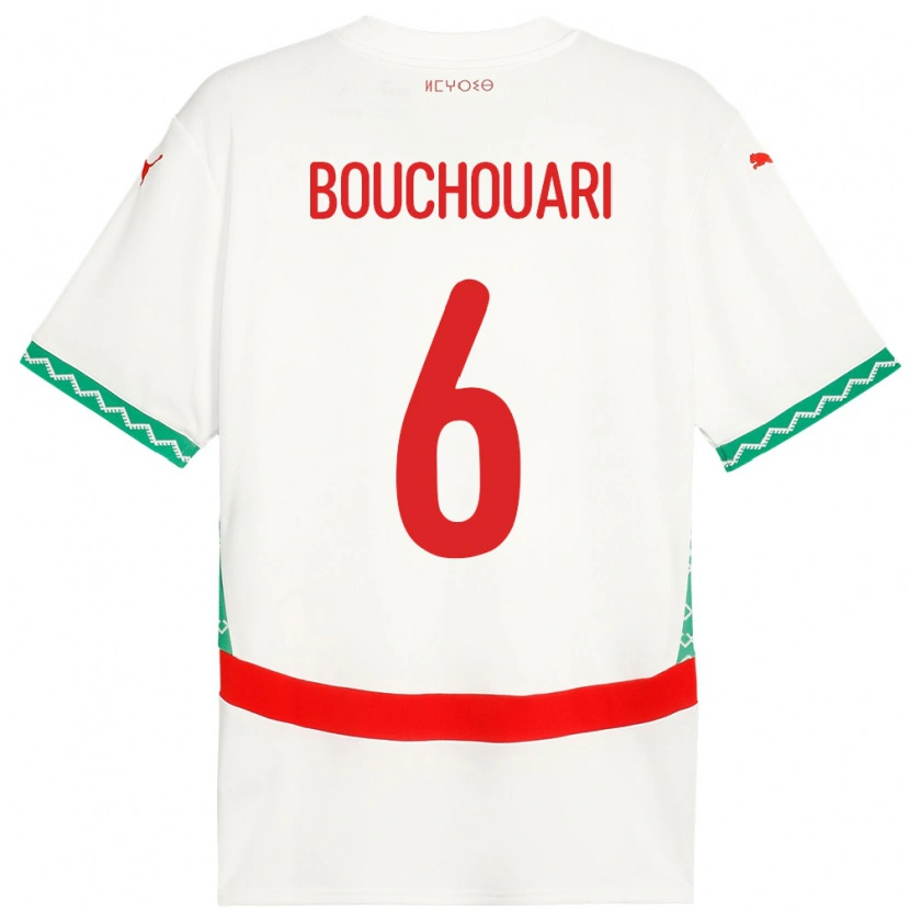 Danxen Mujer Camiseta Marruecos Benjamin Bouchouari #6 Blanco 2ª Equipación 24-26 La Camisa México