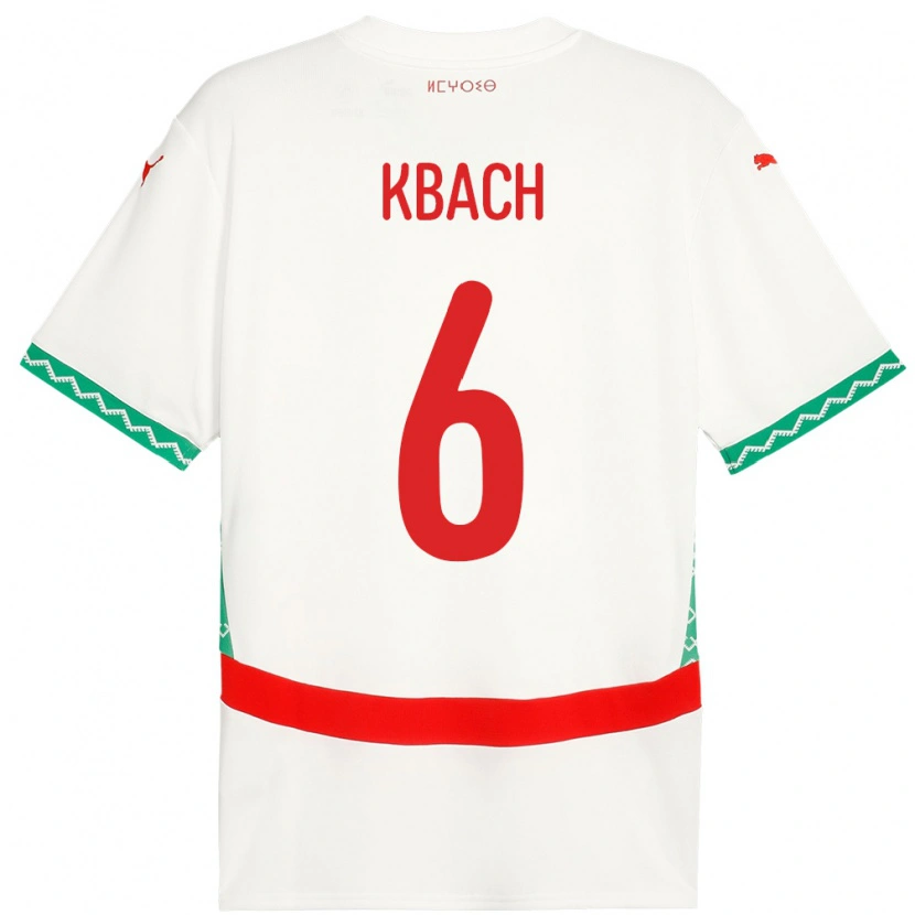 Danxen Mujer Camiseta Marruecos Hamza Kbach #6 Blanco 2ª Equipación 24-26 La Camisa México