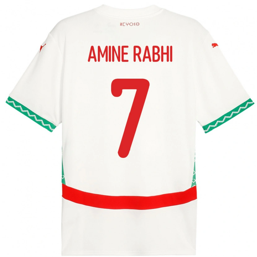 Danxen Mujer Camiseta Marruecos Mohamed Amine Rabhi #7 Blanco 2ª Equipación 24-26 La Camisa México