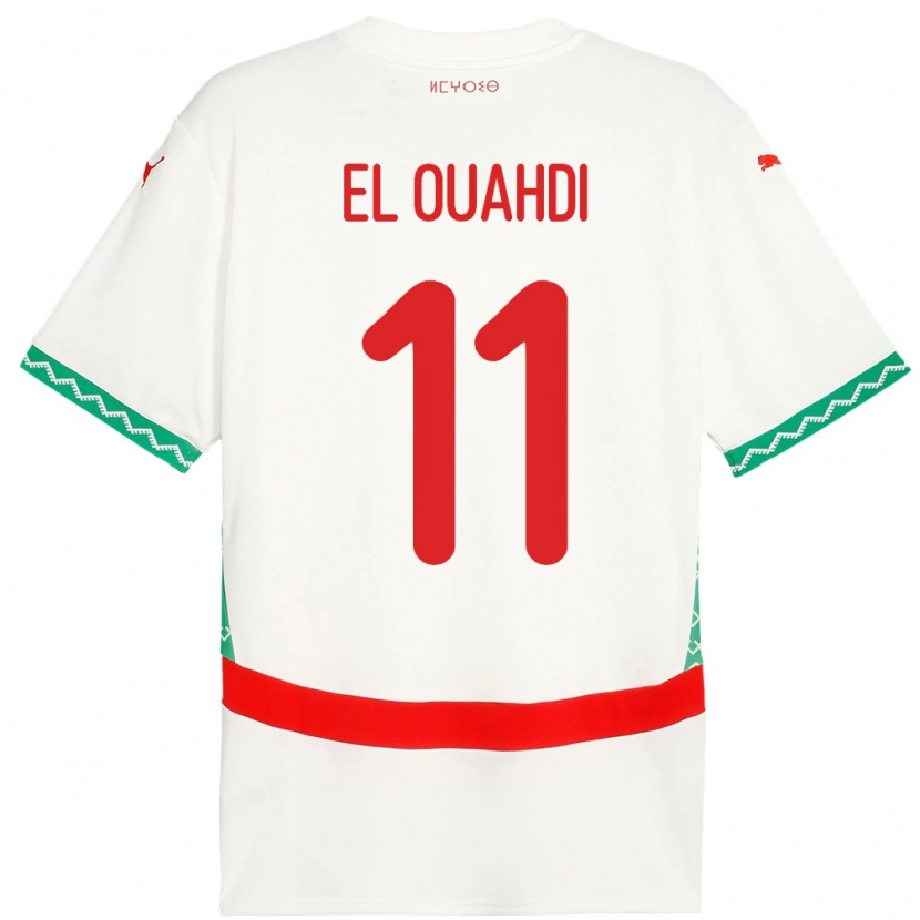 Danxen Mujer Camiseta Marruecos Zakaria El Ouahdi #11 Blanco 2ª Equipación 24-26 La Camisa México