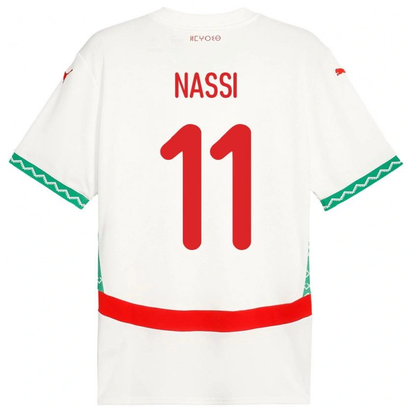 Danxen Mujer Camiseta Marruecos Walid Nassi #11 Blanco 2ª Equipación 24-26 La Camisa México