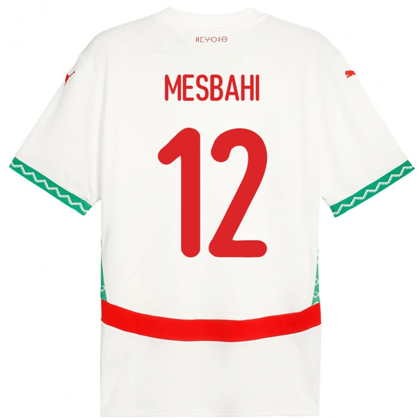 Danxen Mujer Camiseta Marruecos Hakim Mesbahi #12 Blanco 2ª Equipación 24-26 La Camisa México