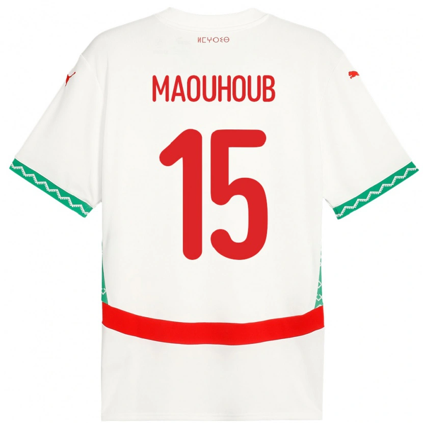 Danxen Mujer Camiseta Marruecos El Mehdi Maouhoub #15 Blanco 2ª Equipación 24-26 La Camisa México