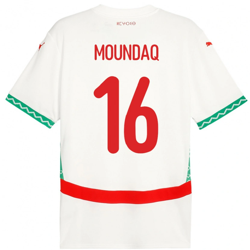 Danxen Mujer Camiseta Marruecos Taha Moundaq #16 Blanco 2ª Equipación 24-26 La Camisa México