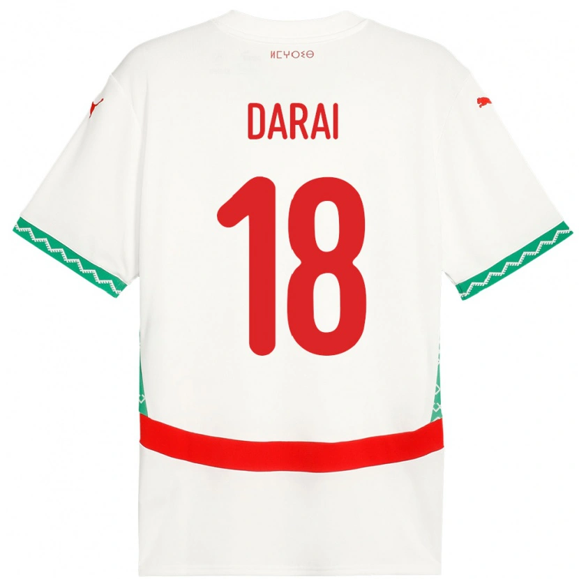 Danxen Mujer Camiseta Marruecos Hamza Darai #18 Blanco 2ª Equipación 24-26 La Camisa México