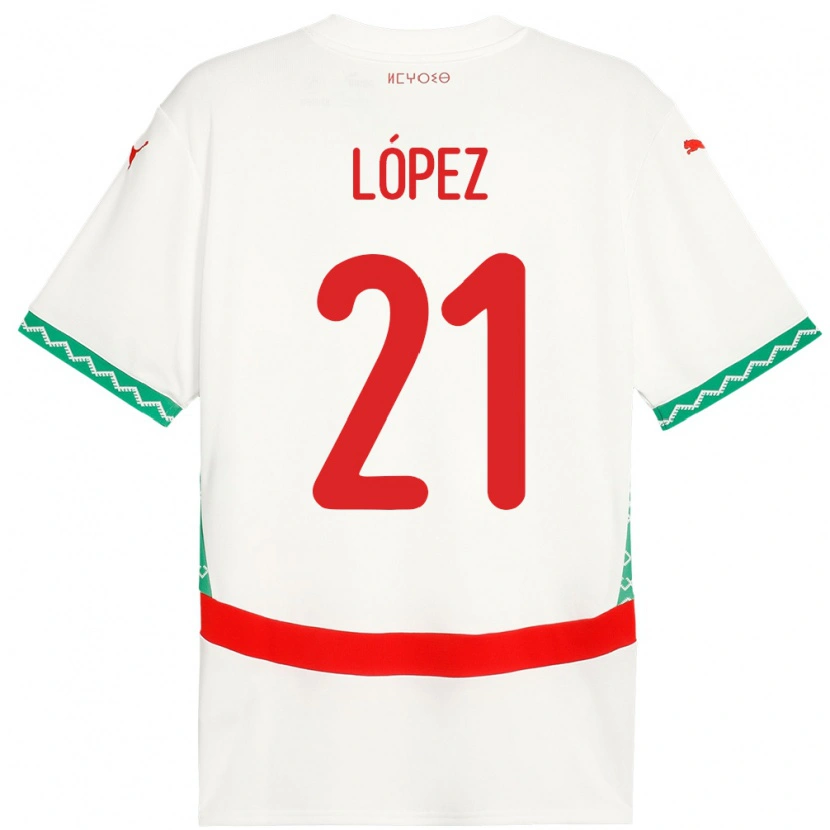 Danxen Mujer Camiseta Marruecos Mani López #21 Blanco 2ª Equipación 24-26 La Camisa México