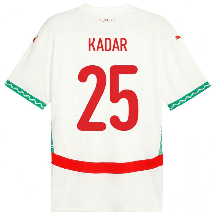 Danxen Mujer Camiseta Marruecos Nawfel-Abdelkader Kadar #25 Blanco 2ª Equipación 24-26 La Camisa México