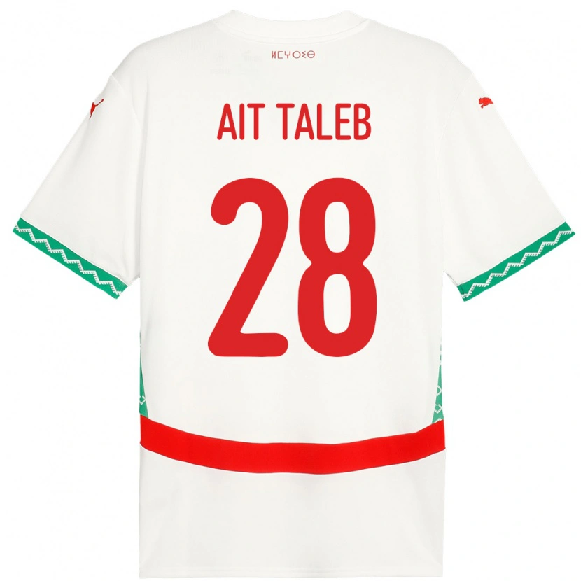 Danxen Mujer Camiseta Marruecos Ismail Ait Taleb #28 Blanco 2ª Equipación 24-26 La Camisa México