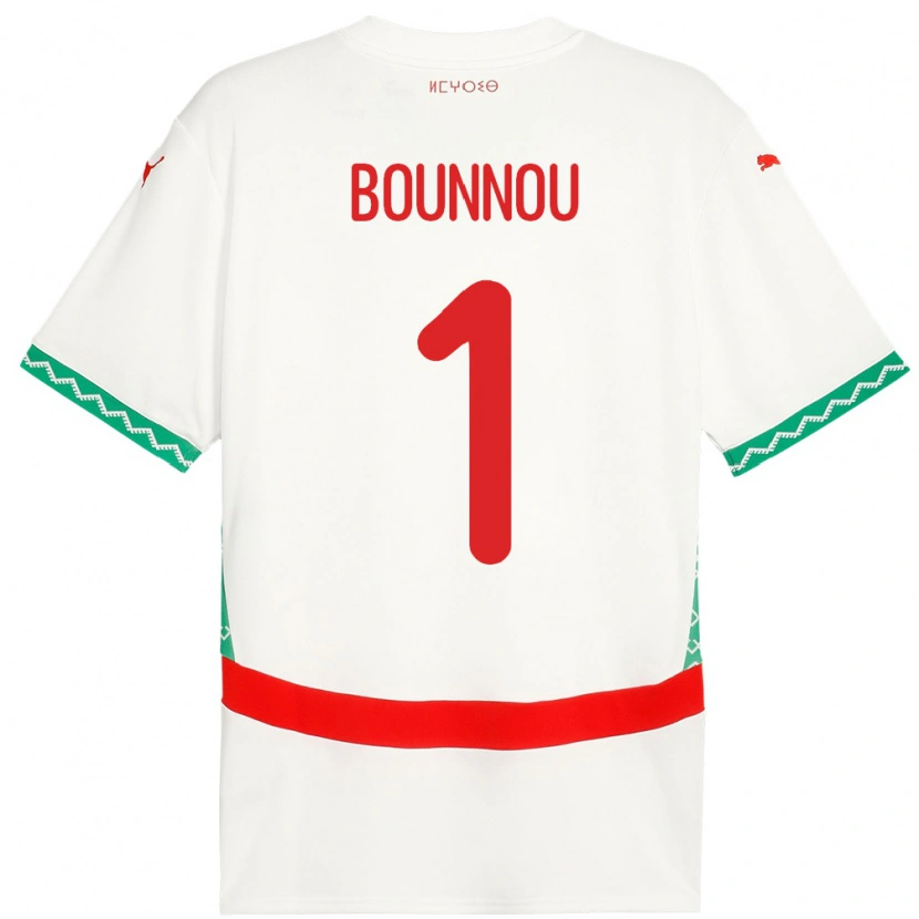 Danxen Mujer Camiseta Marruecos Yassine Bounnou #1 Blanco 2ª Equipación 24-26 La Camisa México