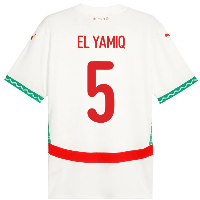 Danxen Mujer Camiseta Marruecos Jawad El Yamiq #5 Blanco 2ª Equipación 24-26 La Camisa México