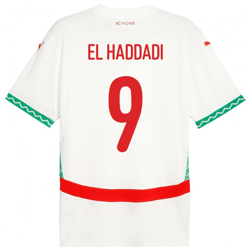 Danxen Mujer Camiseta Marruecos Munir El Haddadi #9 Blanco 2ª Equipación 24-26 La Camisa México