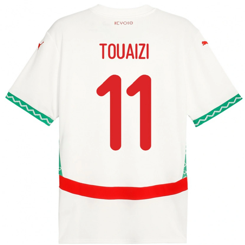 Danxen Mujer Camiseta Marruecos Nabil Touaizi #11 Blanco 2ª Equipación 24-26 La Camisa México