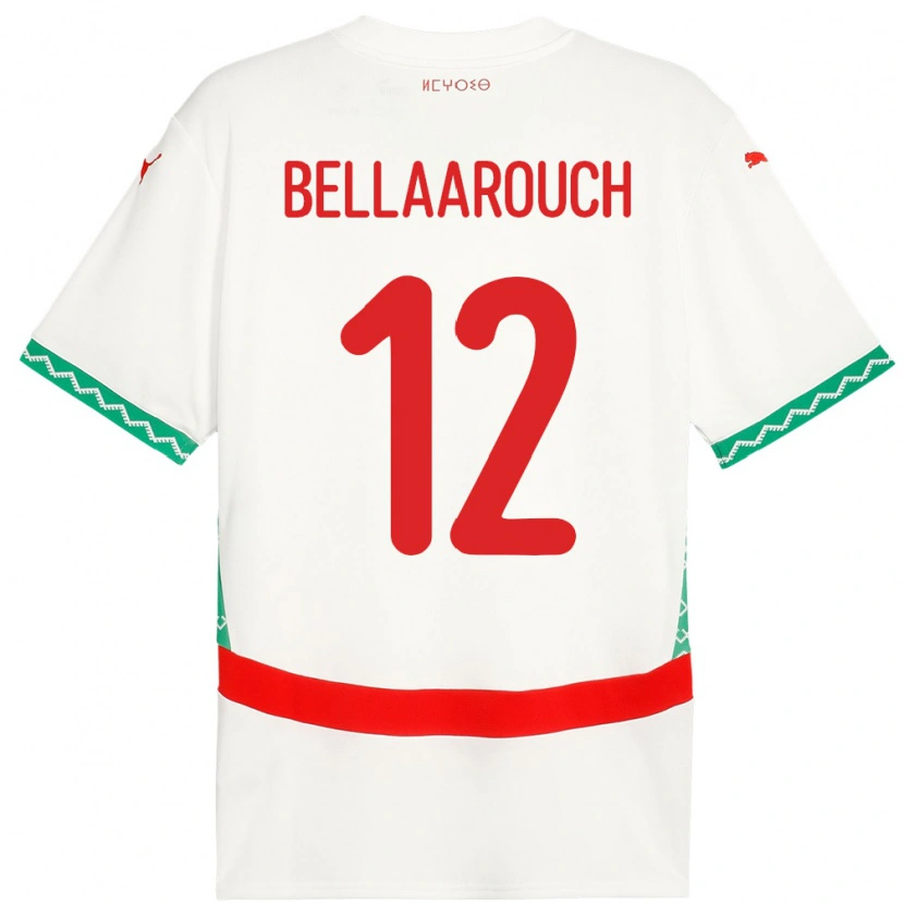 Danxen Mujer Camiseta Marruecos Alaa Bellaarouch #12 Blanco 2ª Equipación 24-26 La Camisa México