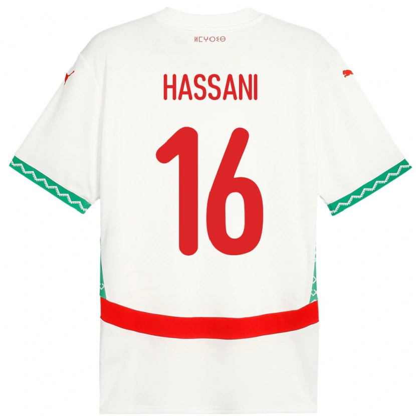 Danxen Mujer Camiseta Marruecos Samya Hassani #16 Blanco 2ª Equipación 24-26 La Camisa México