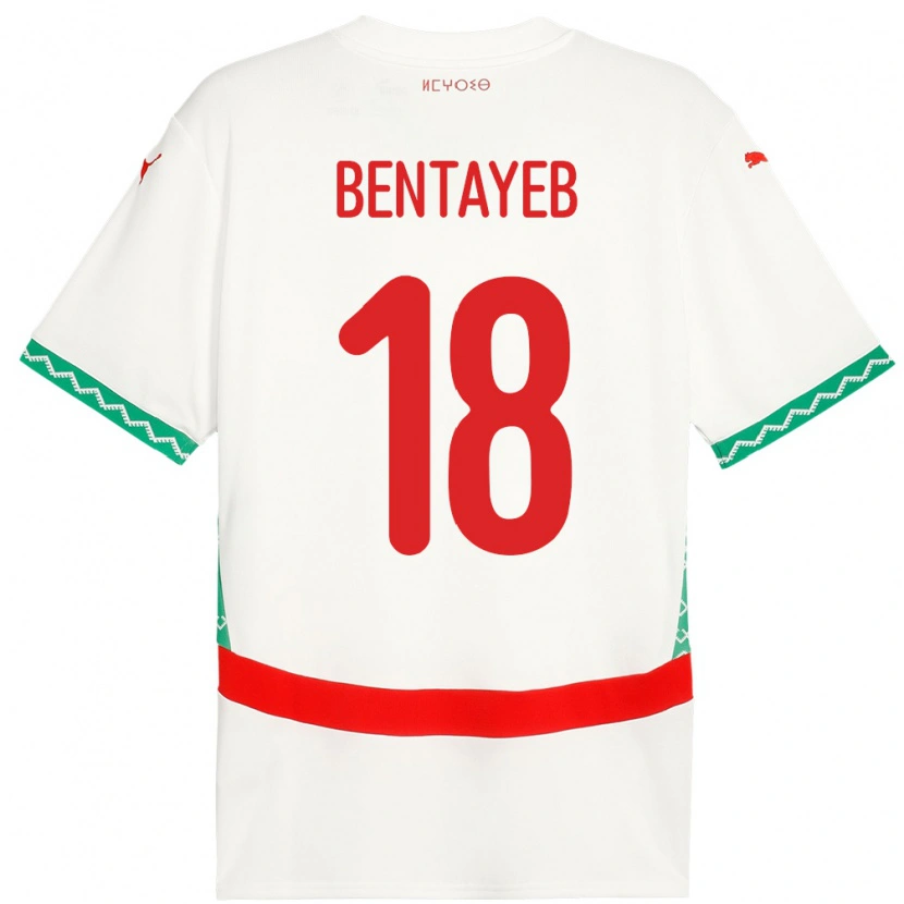 Danxen Mujer Camiseta Marruecos Tawfik Bentayeb #18 Blanco 2ª Equipación 24-26 La Camisa México