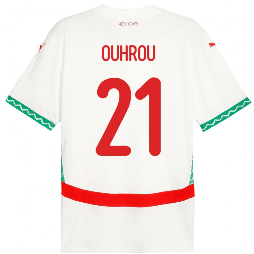 Danxen Mujer Camiseta Marruecos Marouane Ouhrou #21 Blanco 2ª Equipación 24-26 La Camisa México