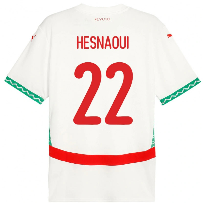 Danxen Mujer Camiseta Marruecos Hind Hesnaoui #22 Blanco 2ª Equipación 24-26 La Camisa México