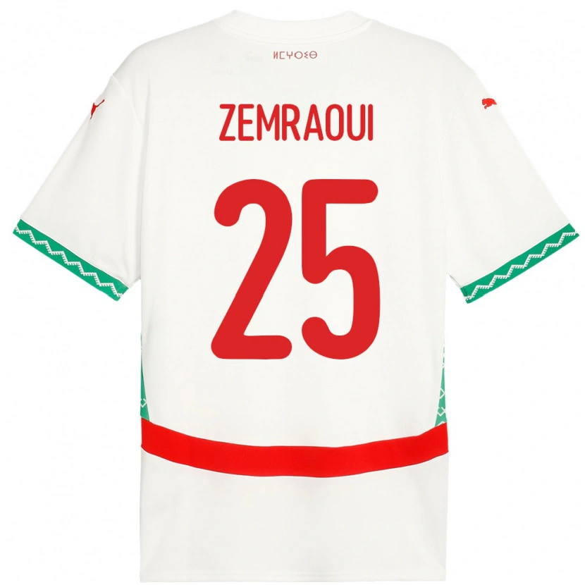 Danxen Mujer Camiseta Marruecos Oussama Zemraoui #25 Blanco 2ª Equipación 24-26 La Camisa México