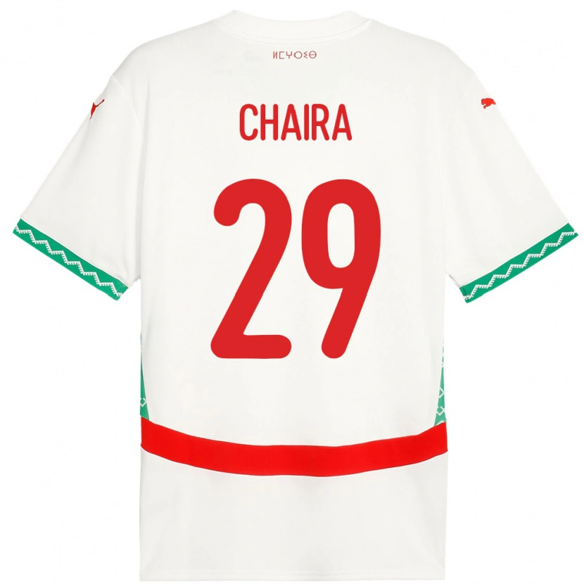 Danxen Mujer Camiseta Marruecos Ilyas Chaira #29 Blanco 2ª Equipación 24-26 La Camisa México