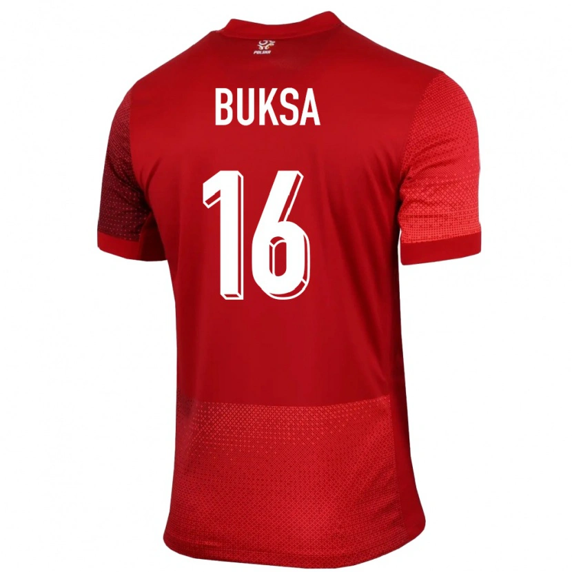 Danxen Mujer Camiseta Polonia Adam Buksa #16 Rojo 2ª Equipación 24-26 La Camisa México