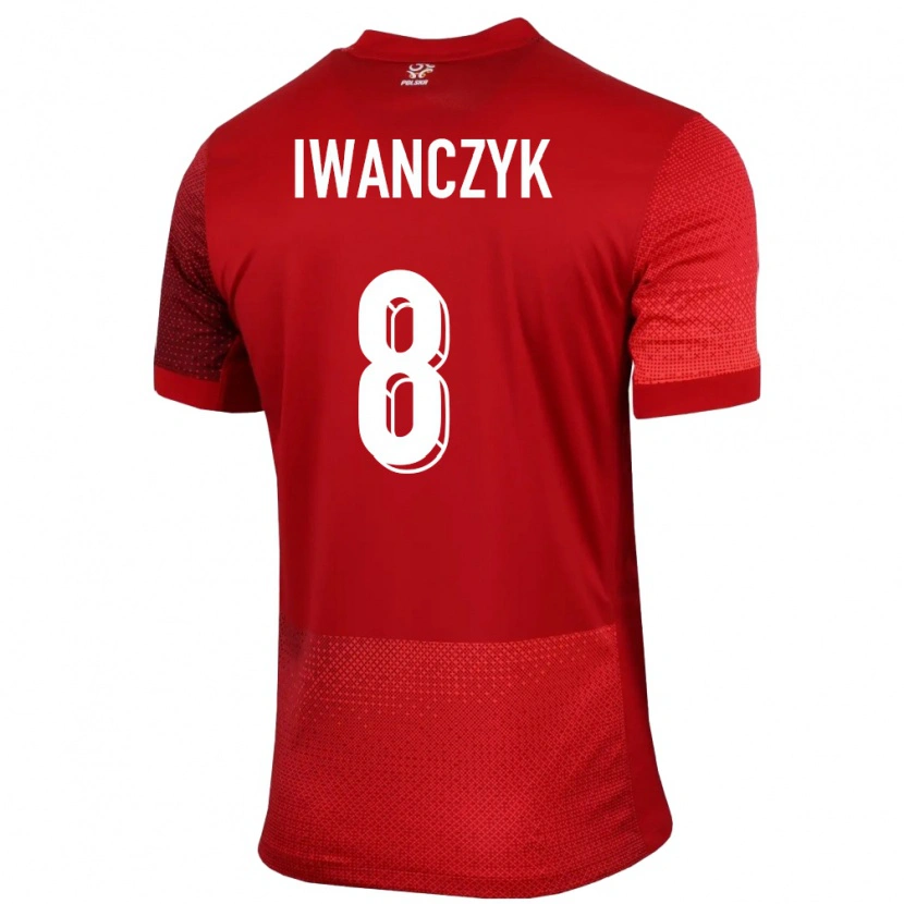 Danxen Mujer Camiseta Polonia Aleksander Iwanczyk #8 Rojo 2ª Equipación 24-26 La Camisa México